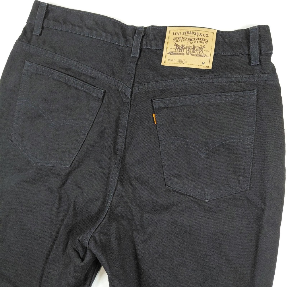 Vintage 90s Levis 912 USA Cotton Black Slim Fit‎ Tapered Leg Jeans Womens 16 Reg